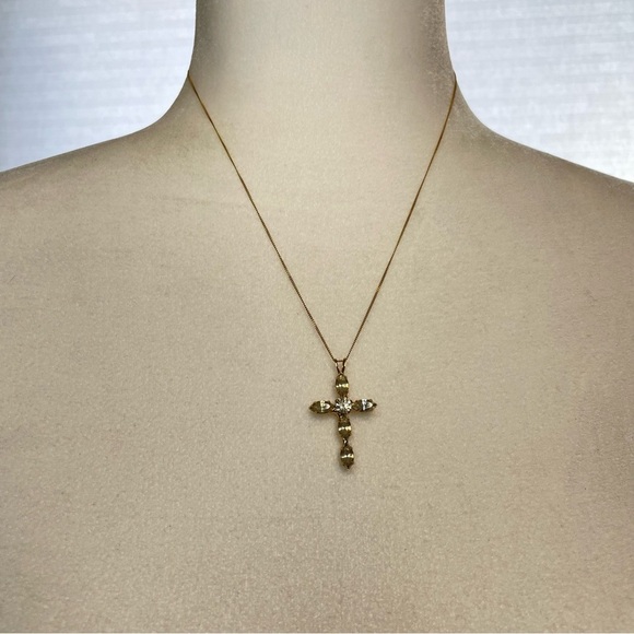 Vintage Gold Over Sterling Chain & Cross Pendant - Picture 10 of 10